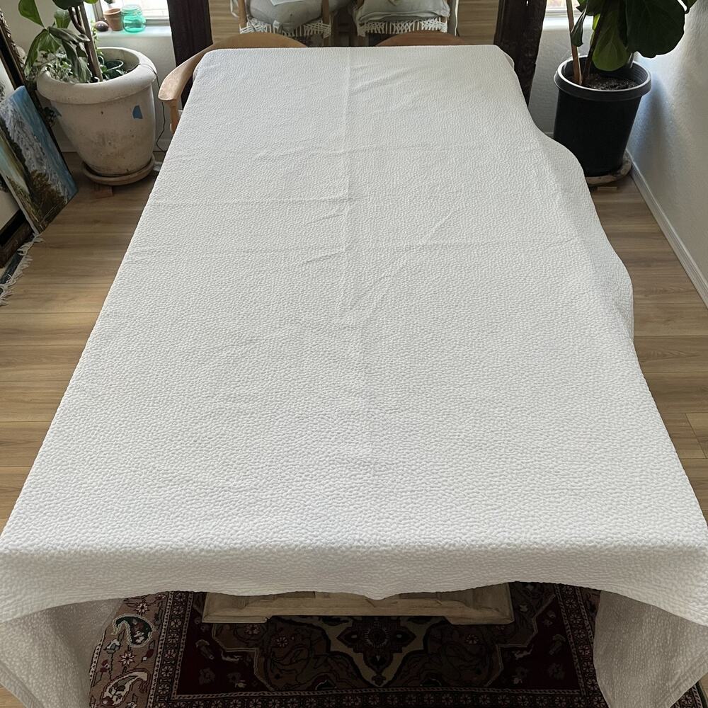 Barbara Barry Matelasse Ivory Coverlet 92" x 86" Cotton